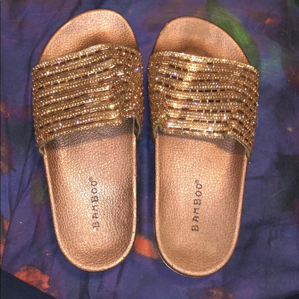 Rose Gold Sparkly Slides